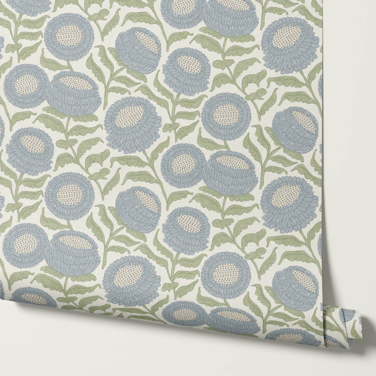 Vanessa Farmhouse Blooms Garden Blue Wallpaper