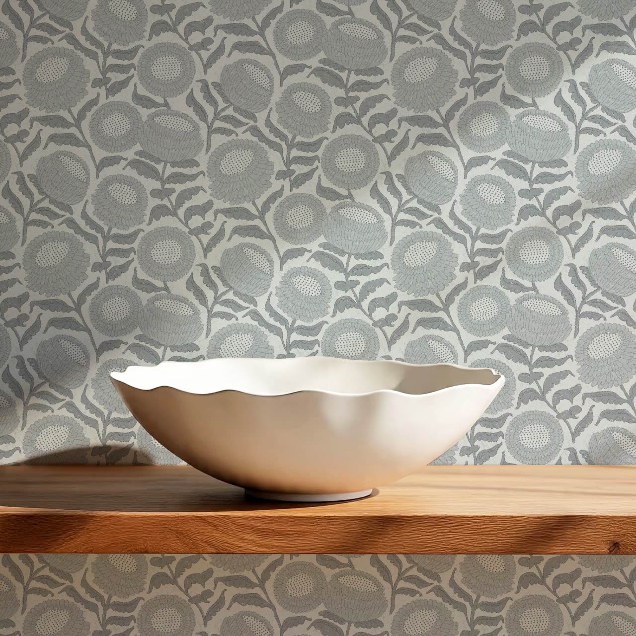 Vanessa Farmhouse Blooms Slate Blue Wallpaper