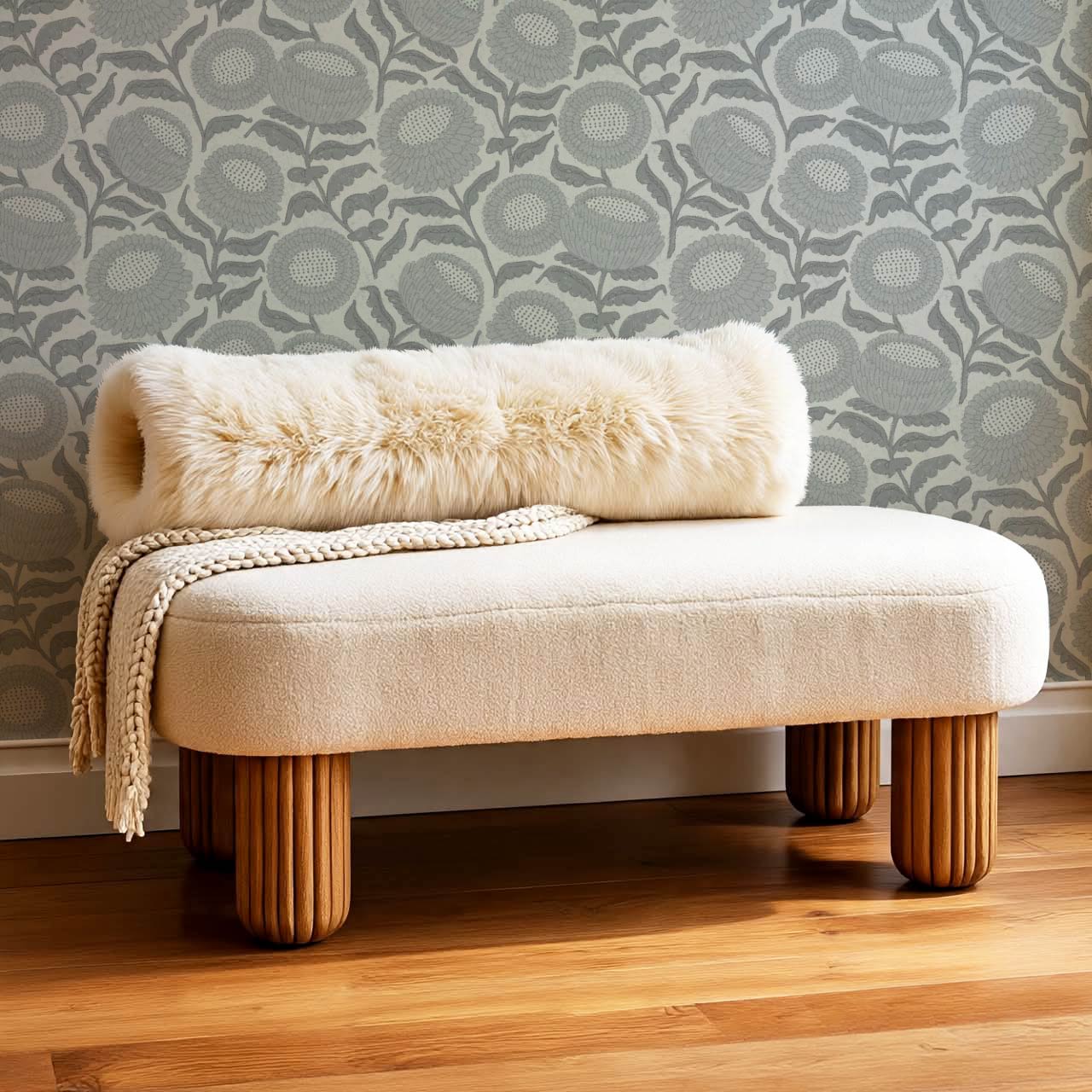 Vanessa Farmhouse Blooms Slate Blue Wallpaper