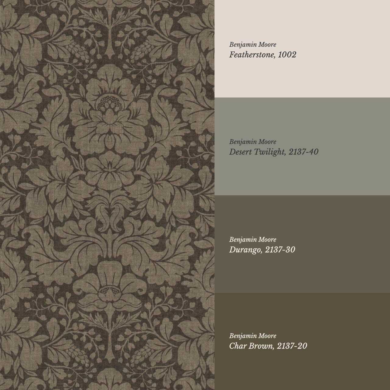 Varvaara Floral Damask Brown Taupe Wallpaper