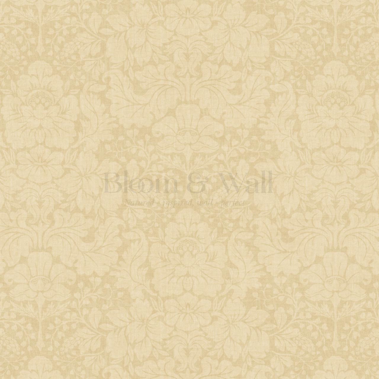 Varvaara Floral Damask Almond Yellow Wallpaper