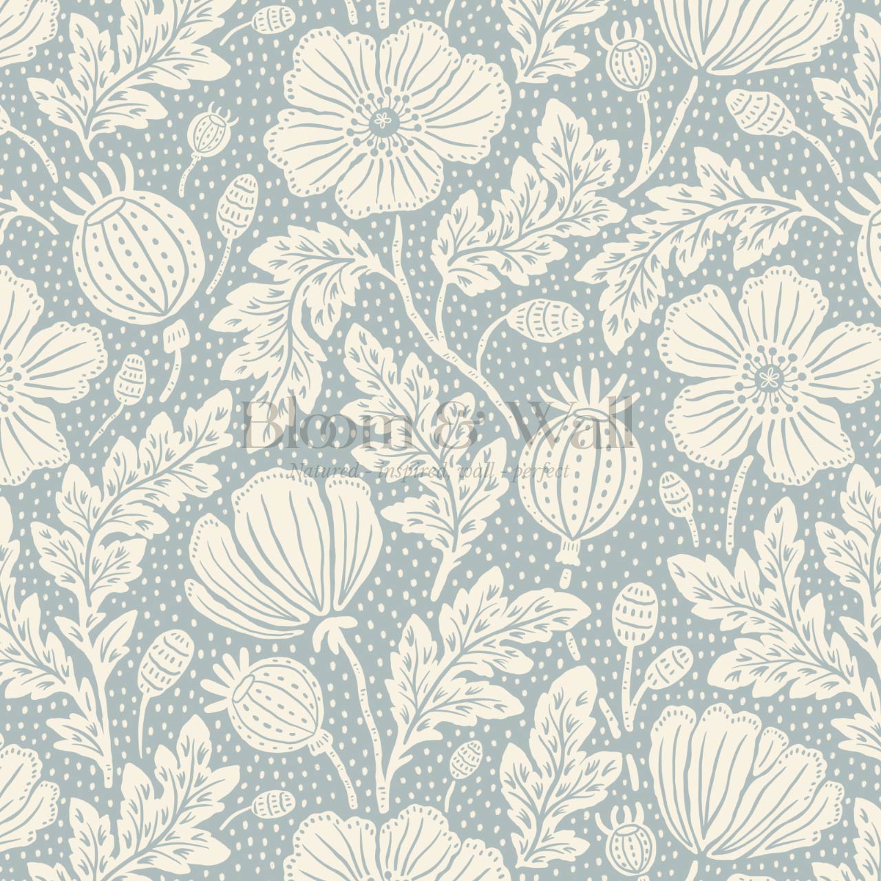 Vega Victorian Poppies Sky Butter Wallpaper