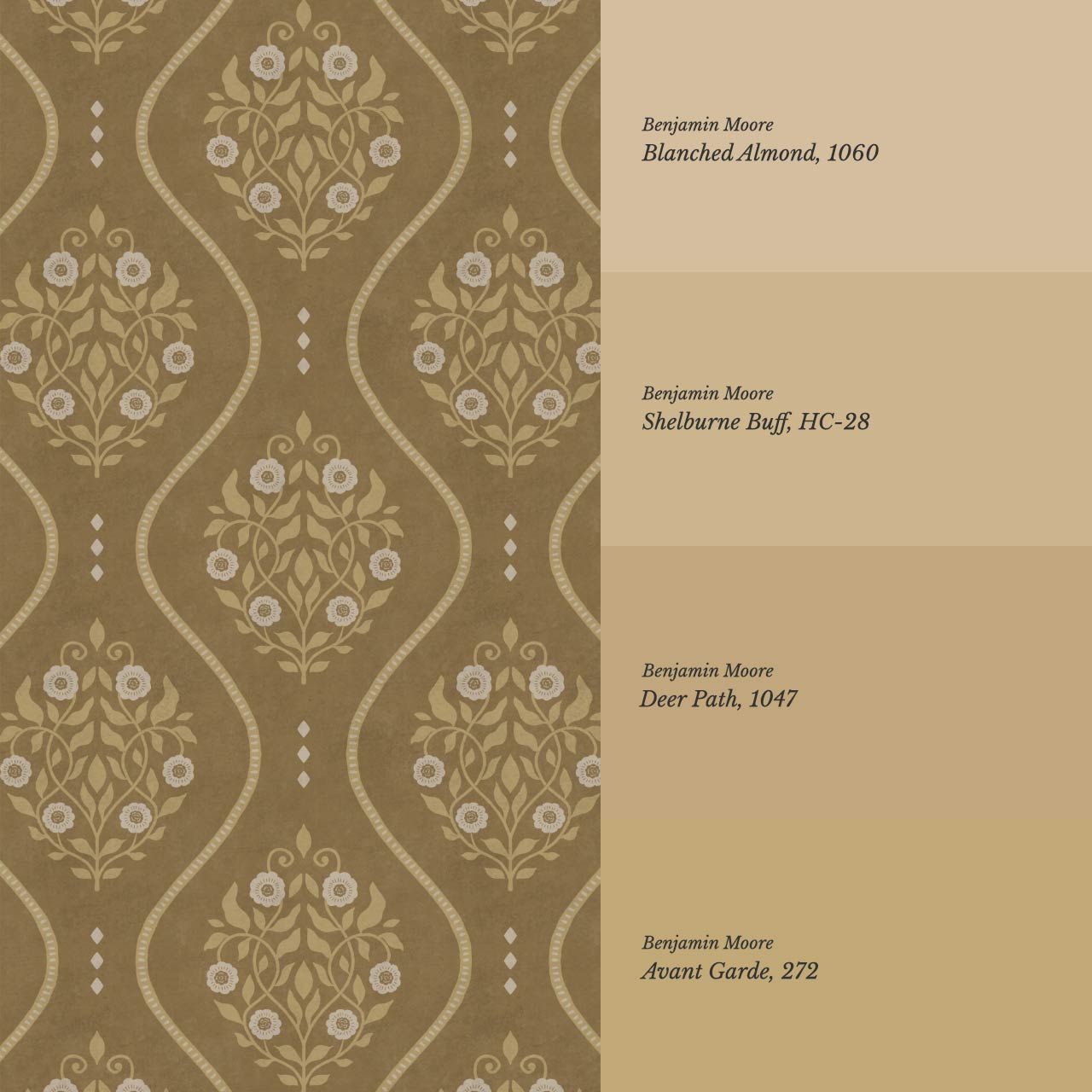 Vela Heritage Bellvine Olive Mustard Wallpaper