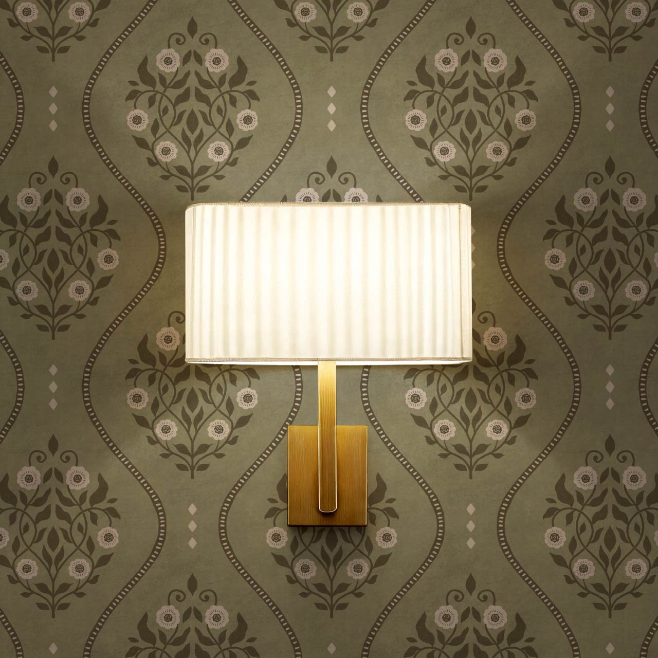 Vela Heritage Bellvine Green Olive Moss Wallpaper
