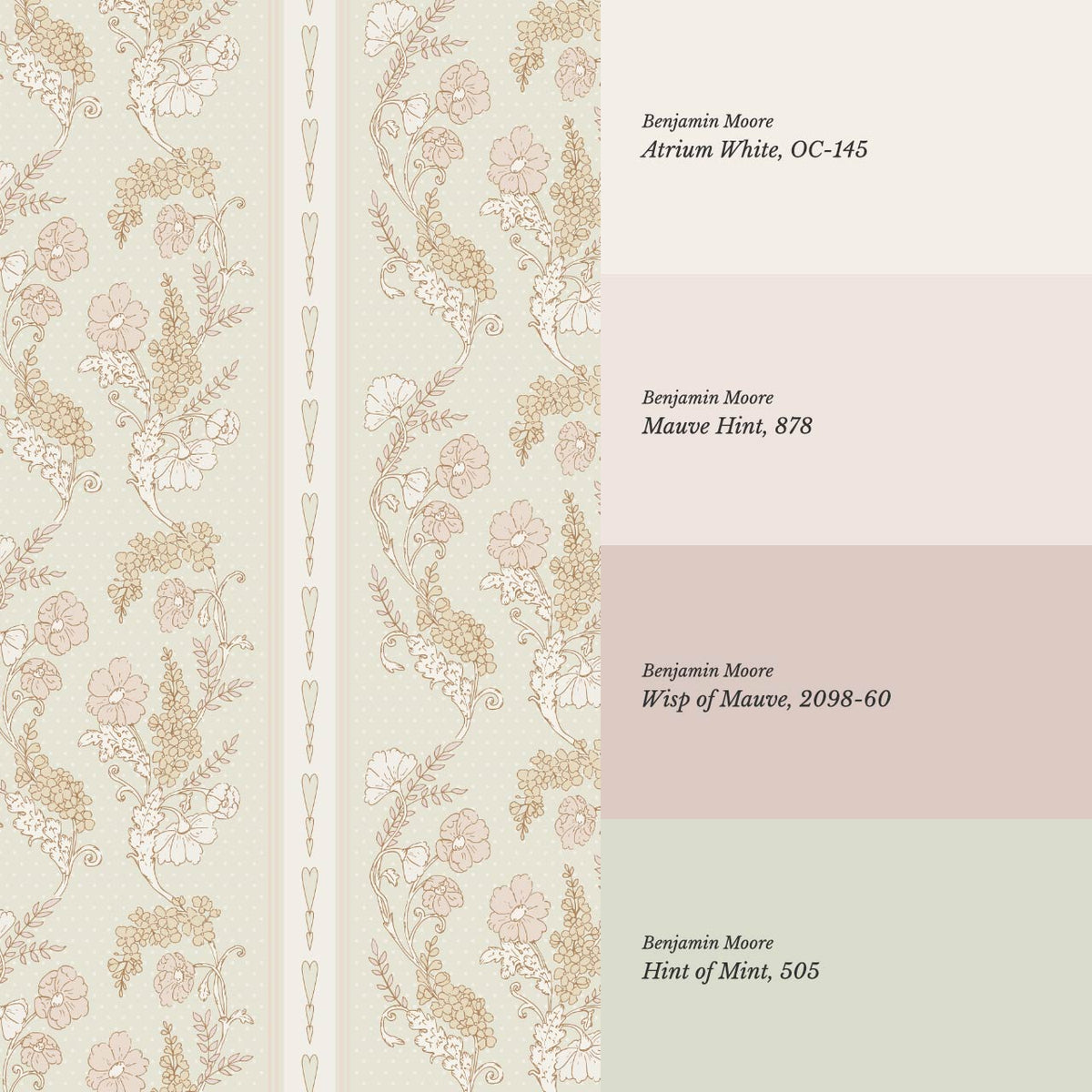 Veronica Fanciful Vines Pale Sage Soft Pink Wallpaper