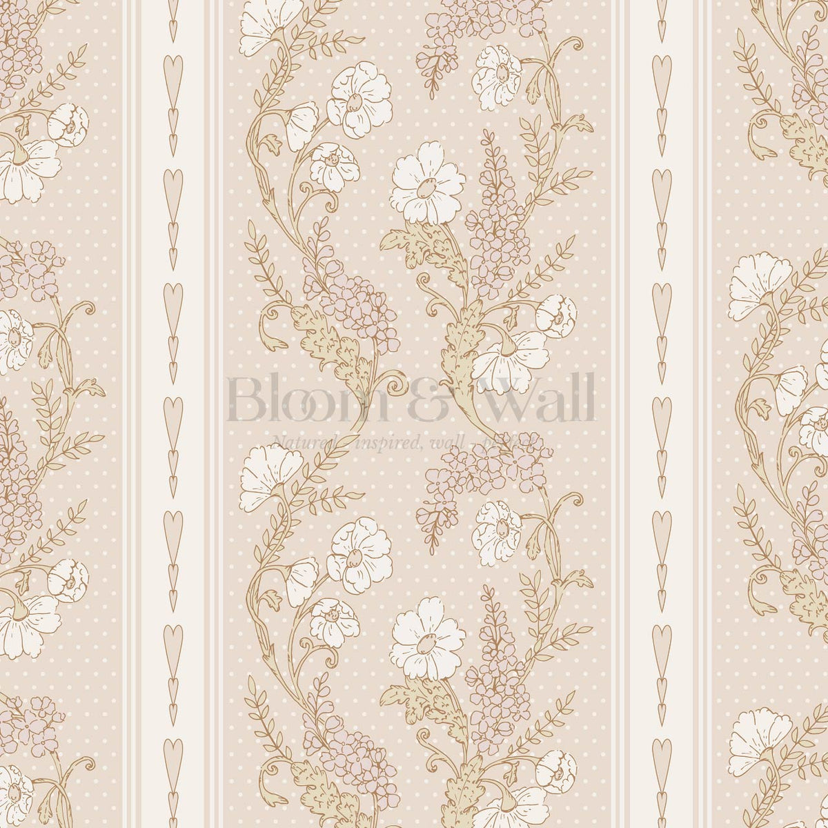 Veronica Fanciful Vines Soft Blush Beige Wallpaper
