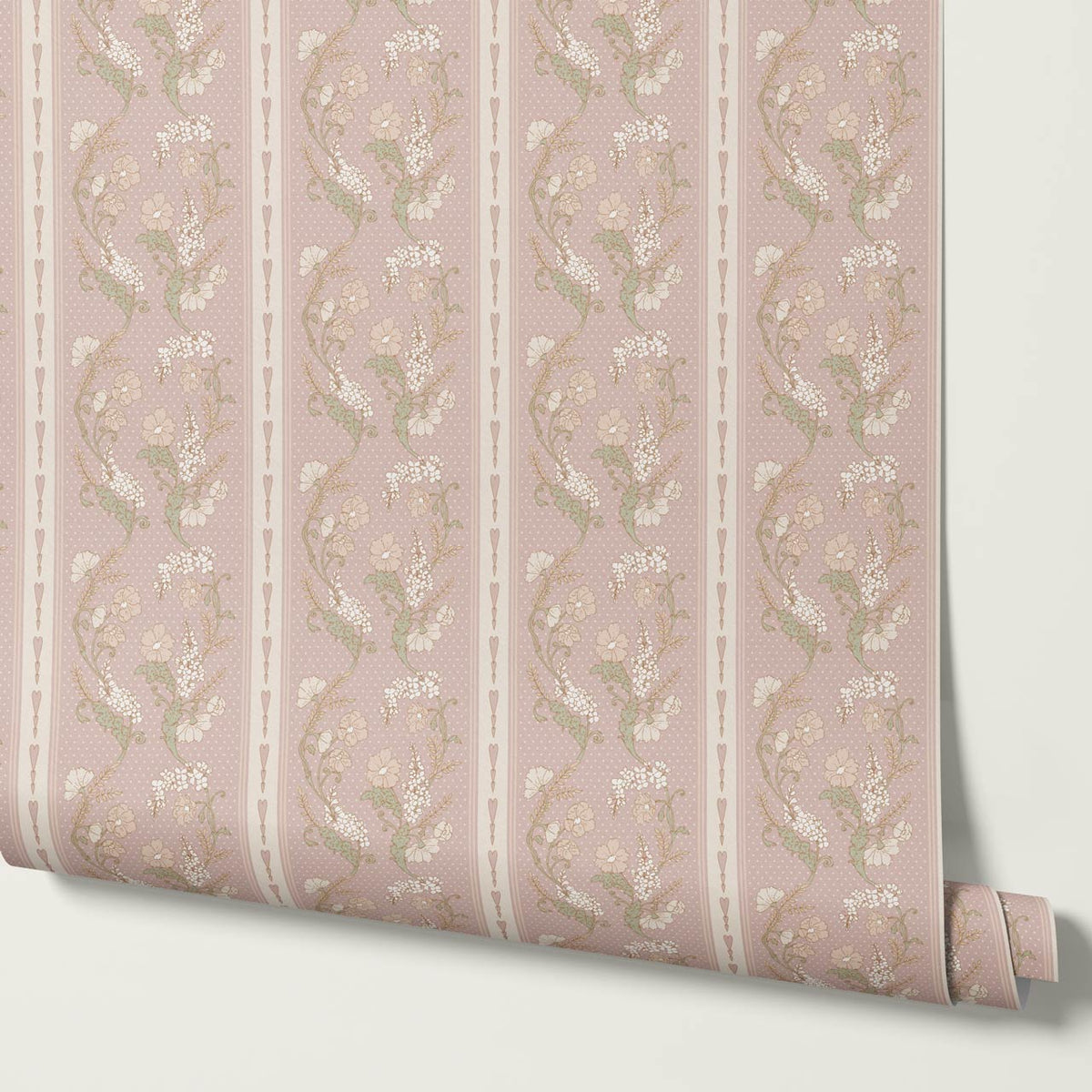 Veronica Fanciful Vines Mauve Sage Wallpaper