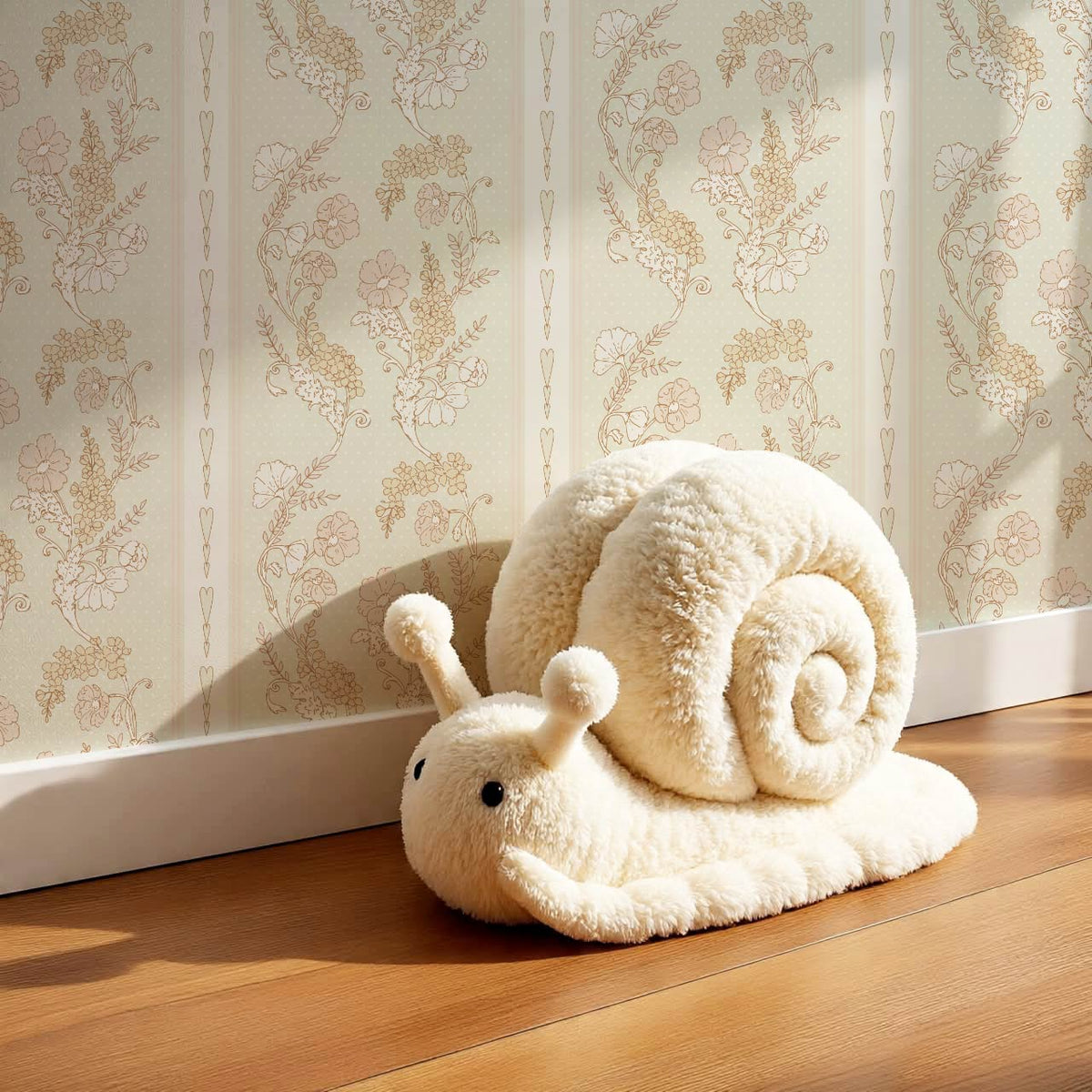 Veronica Fanciful Vines Pale Sage Soft Pink Wallpaper