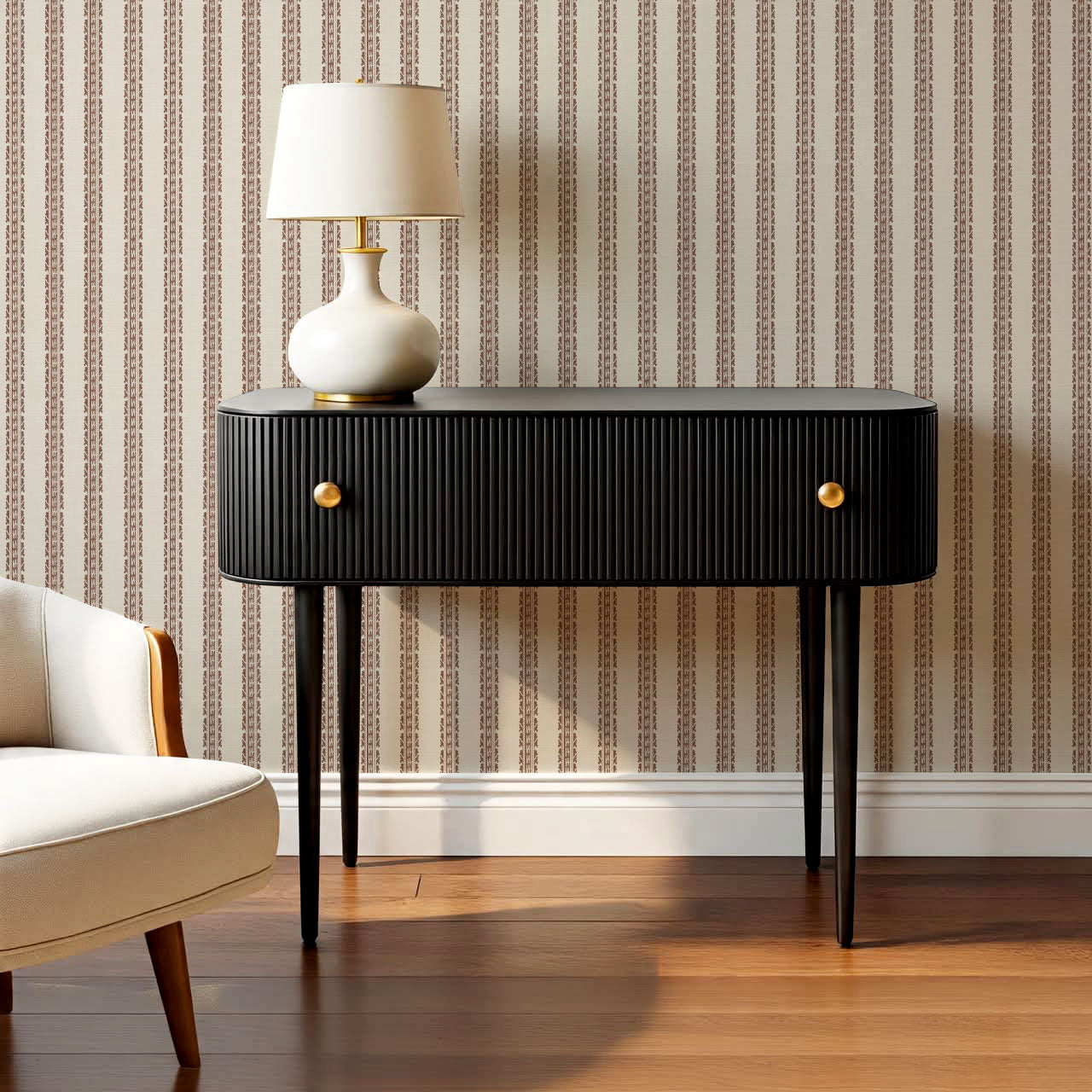 Victoria Stripe Antique Clay Tan Wallpaper