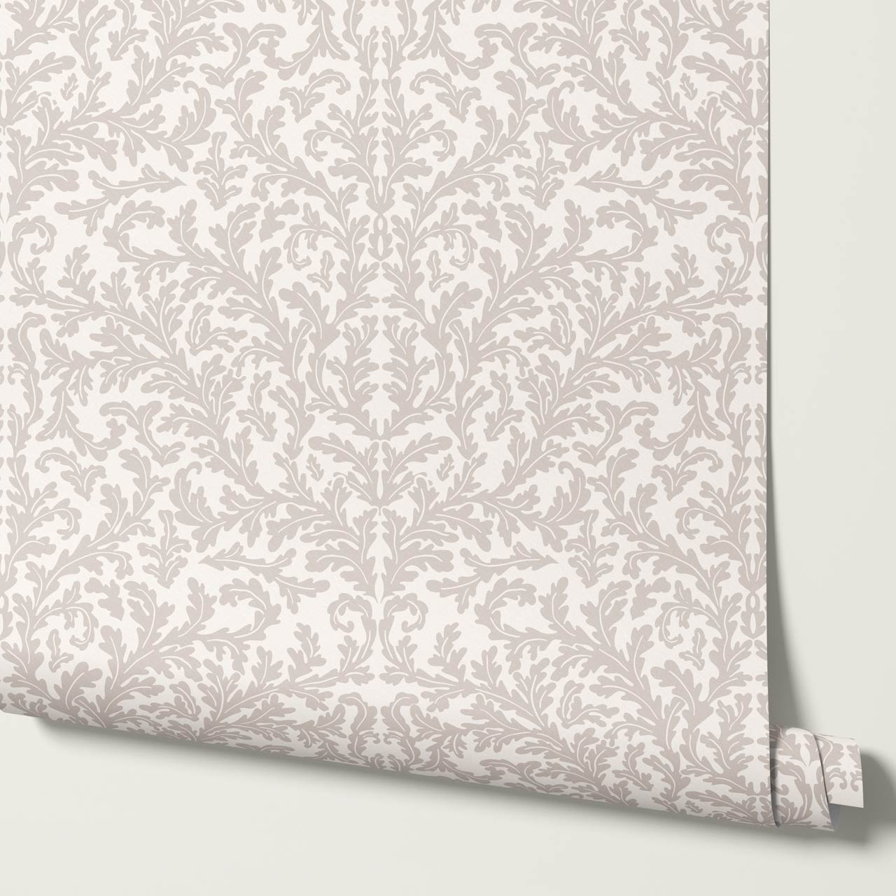 Villa Large Soft Laurel Scroll Ivory Stone Wallpaper