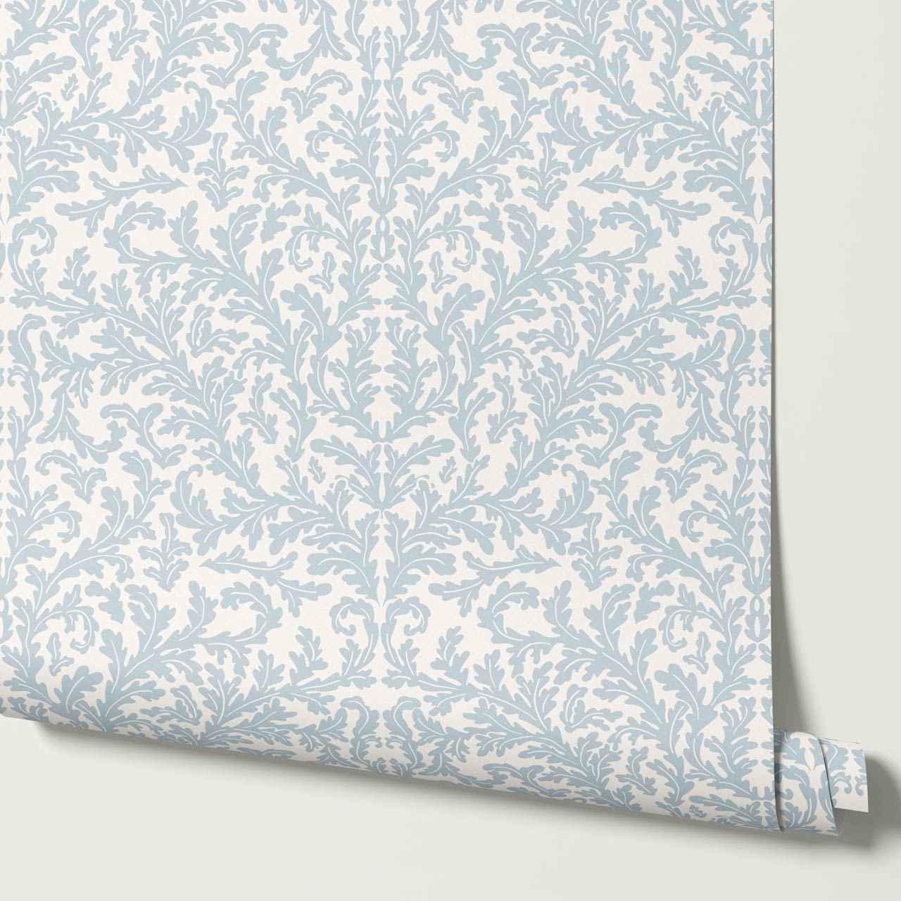 Villa Large Soft Laurel Scroll Sky Cream Wallpaper