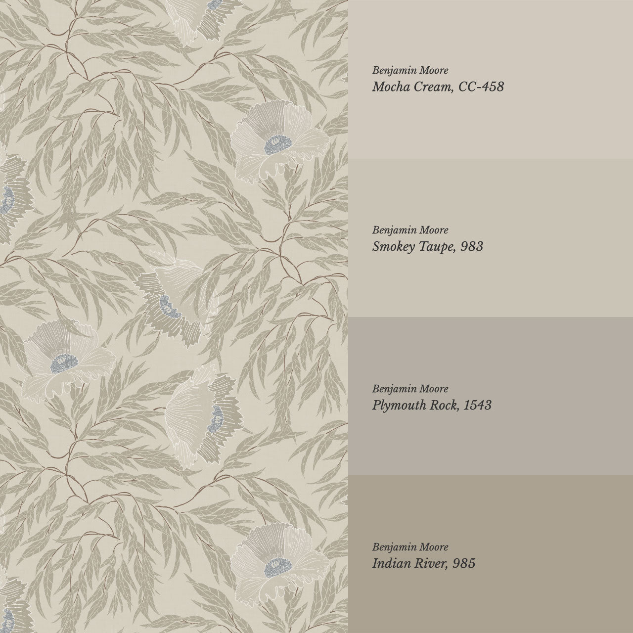 Violetta Flora Large Stone Taupe Wallpaper