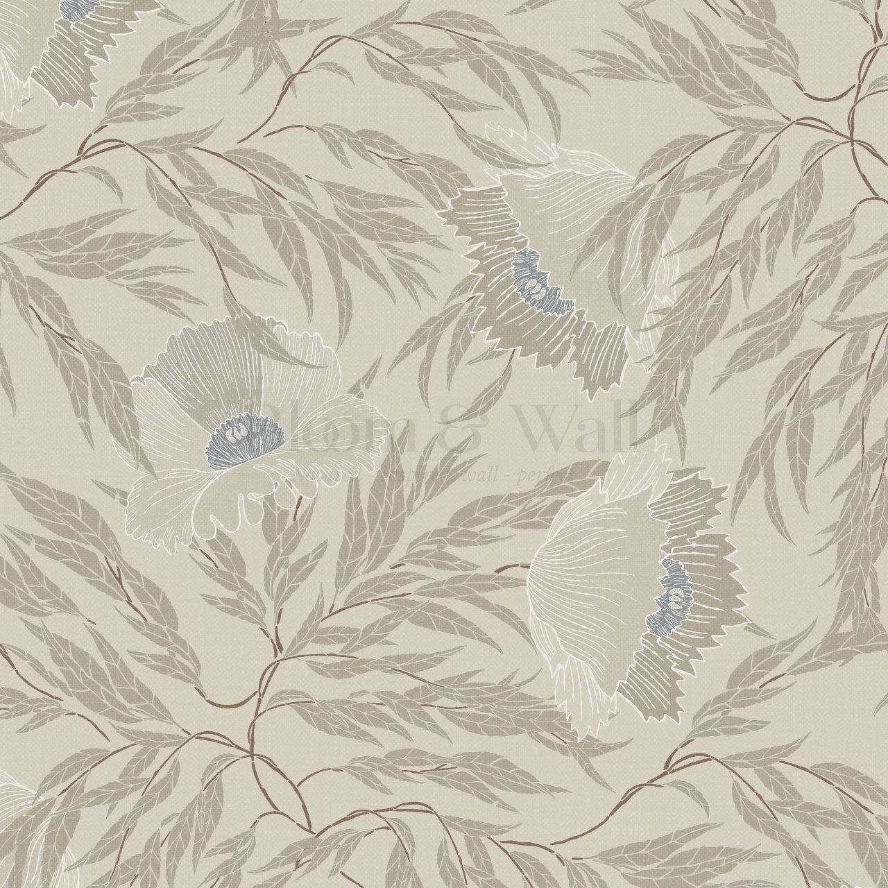 Violetta Flora Large Stone Taupe Wallpaper
