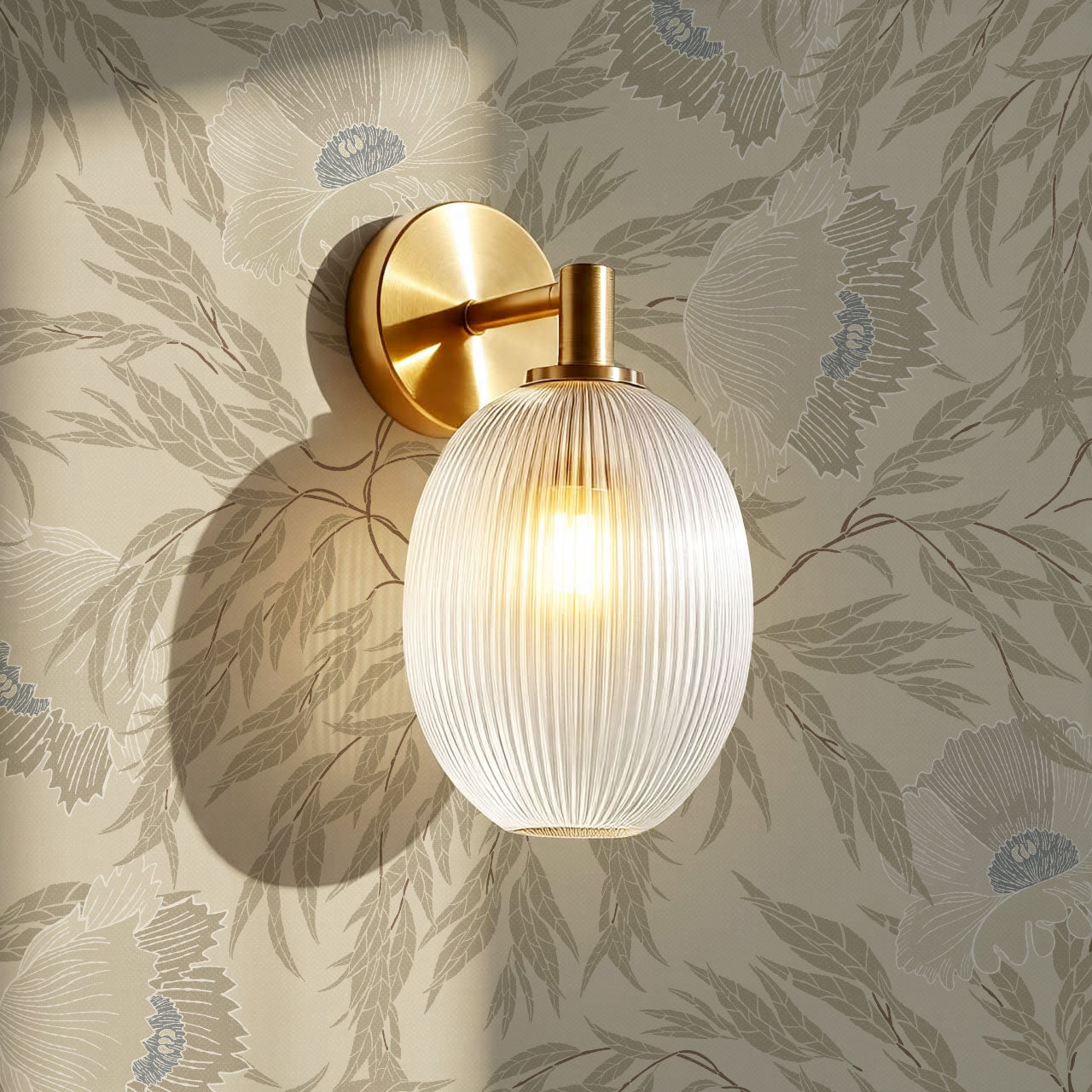 Violetta Flora Large Stone Taupe Wallpaper