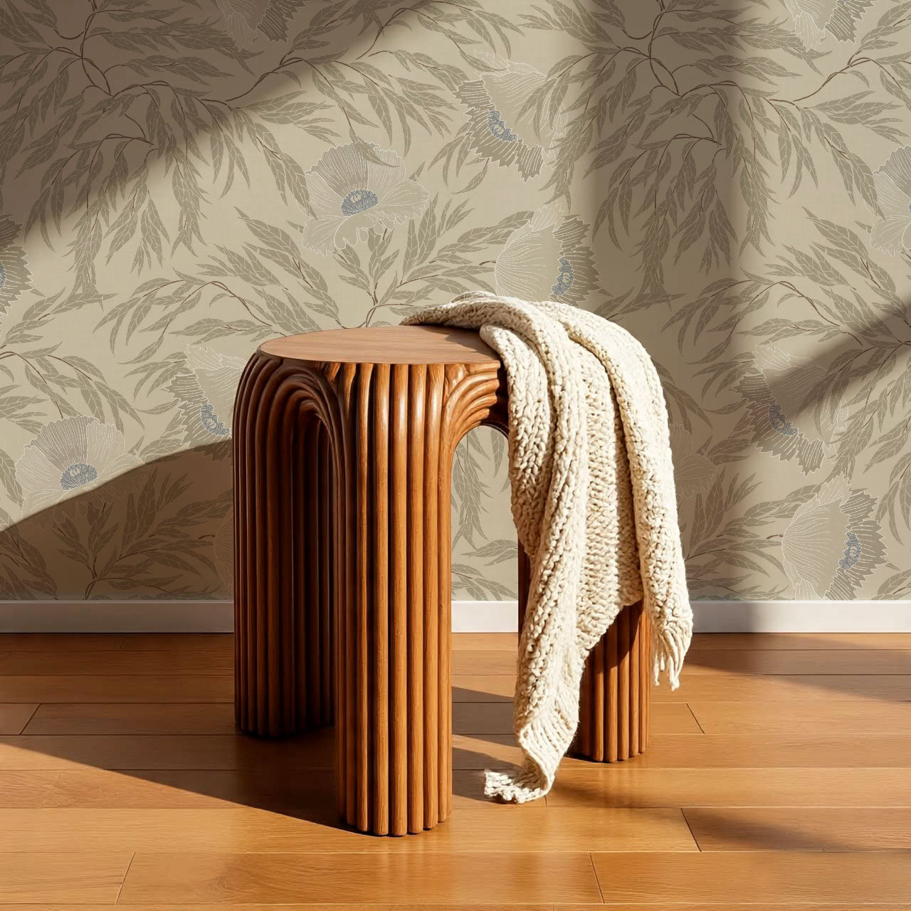 Violetta Flora Large Stone Taupe Wallpaper