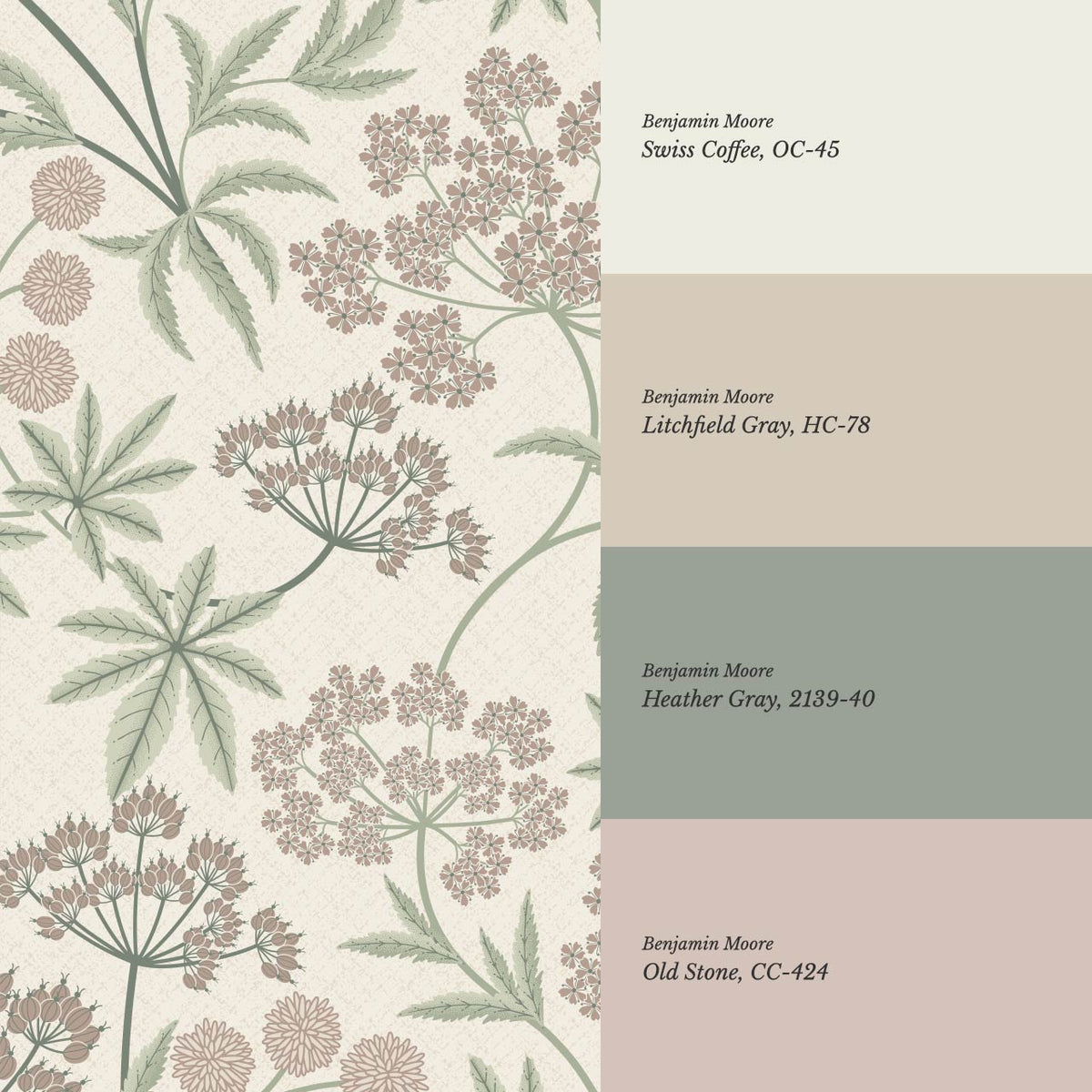 Vivi Wildflowers Pale Mauve Sage Wallpaper