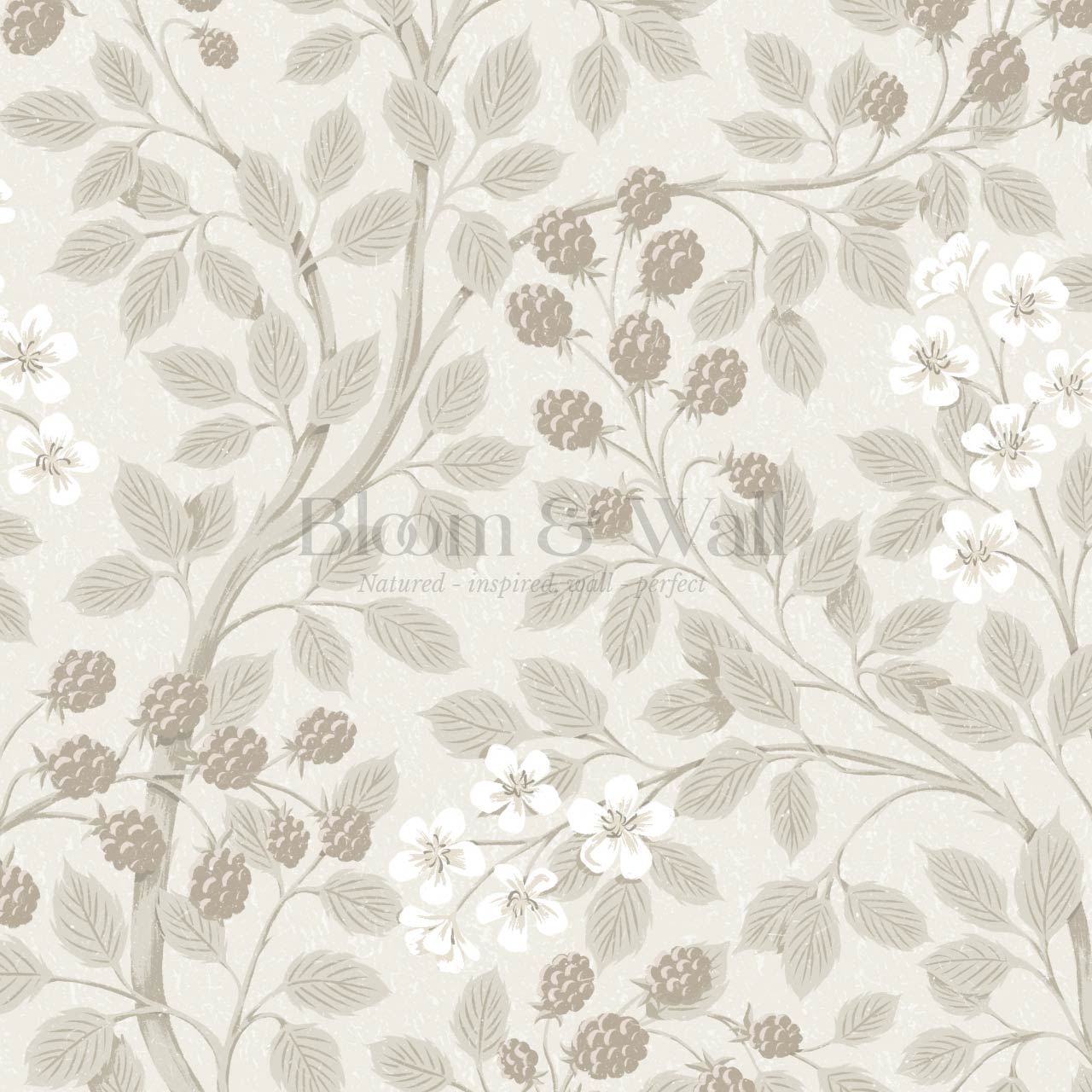 Vivian Blackberry Alpine White Wallpaper