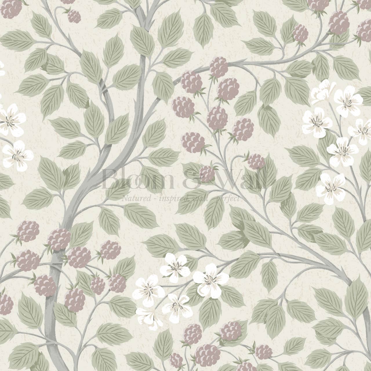 Vivian Blackberry Sage Mauve Wallpaper