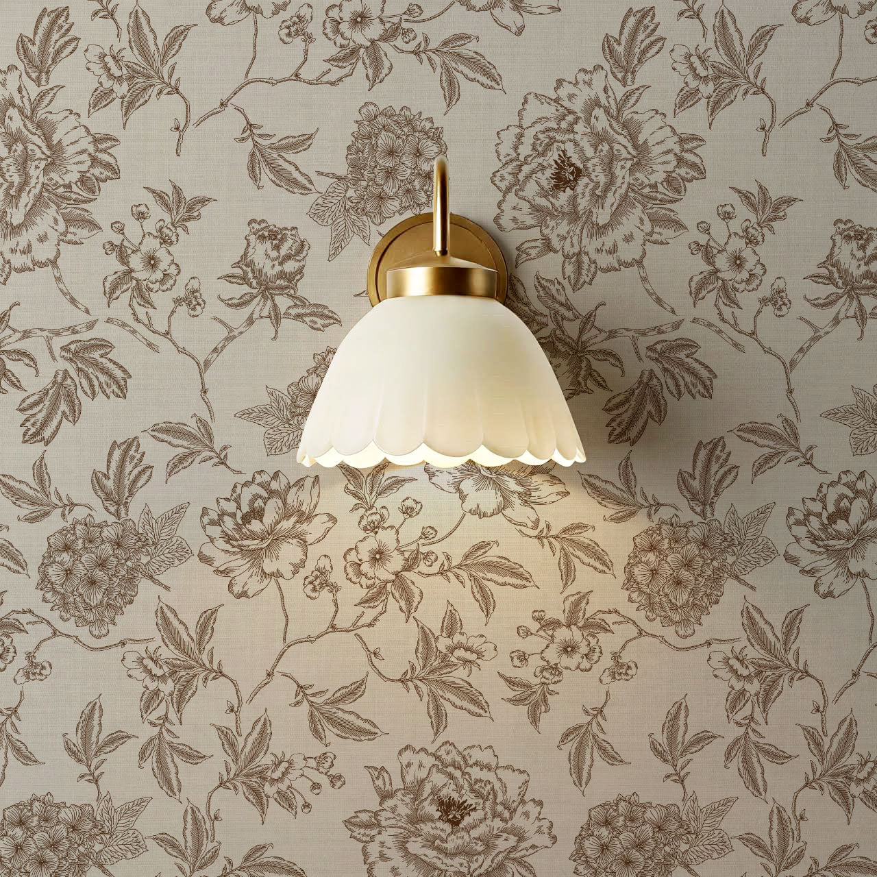 Vivienne Peony and Hydrangea Garden Tudor Brown Wallpaper