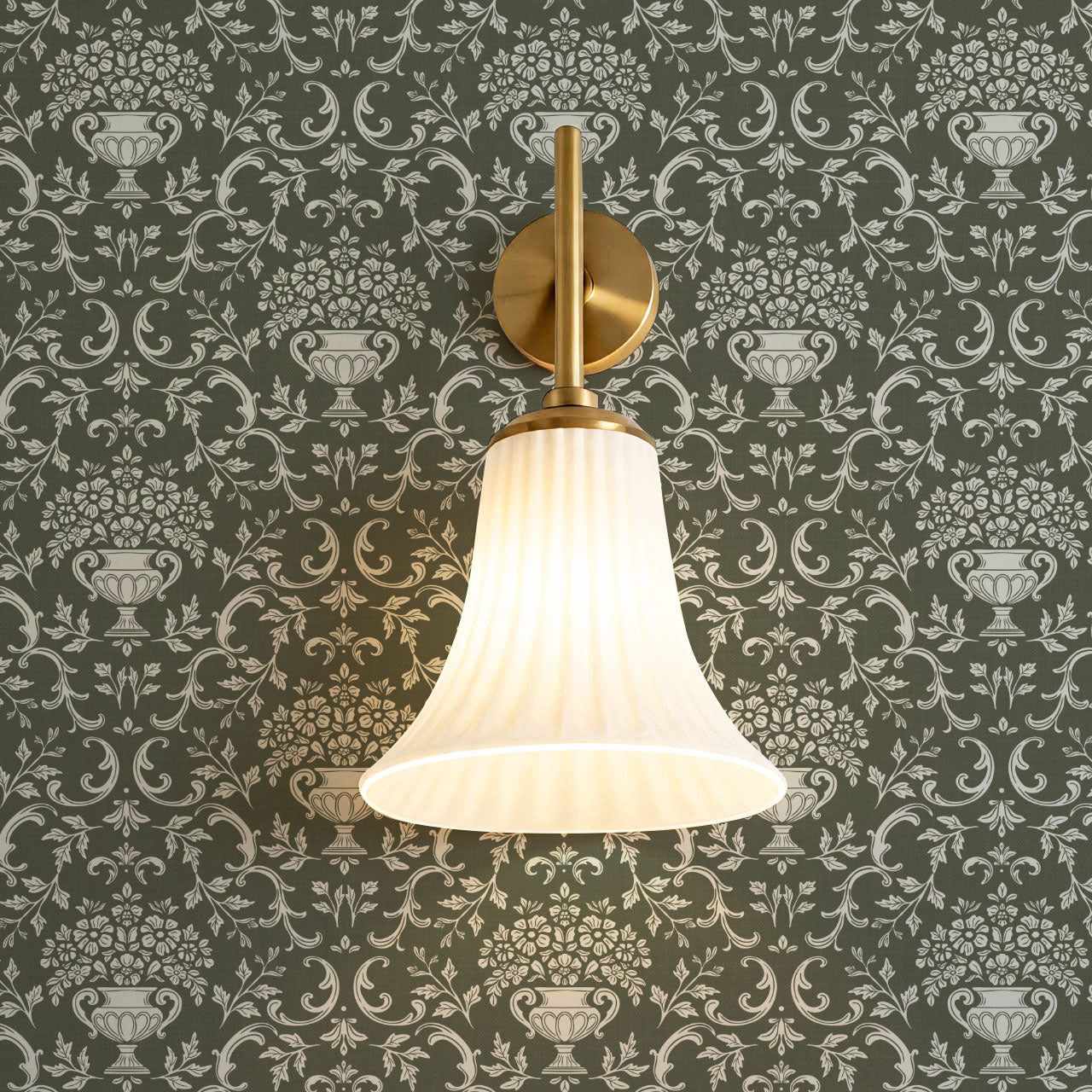 Vivienne Vase and Garland Forest Wallpaper