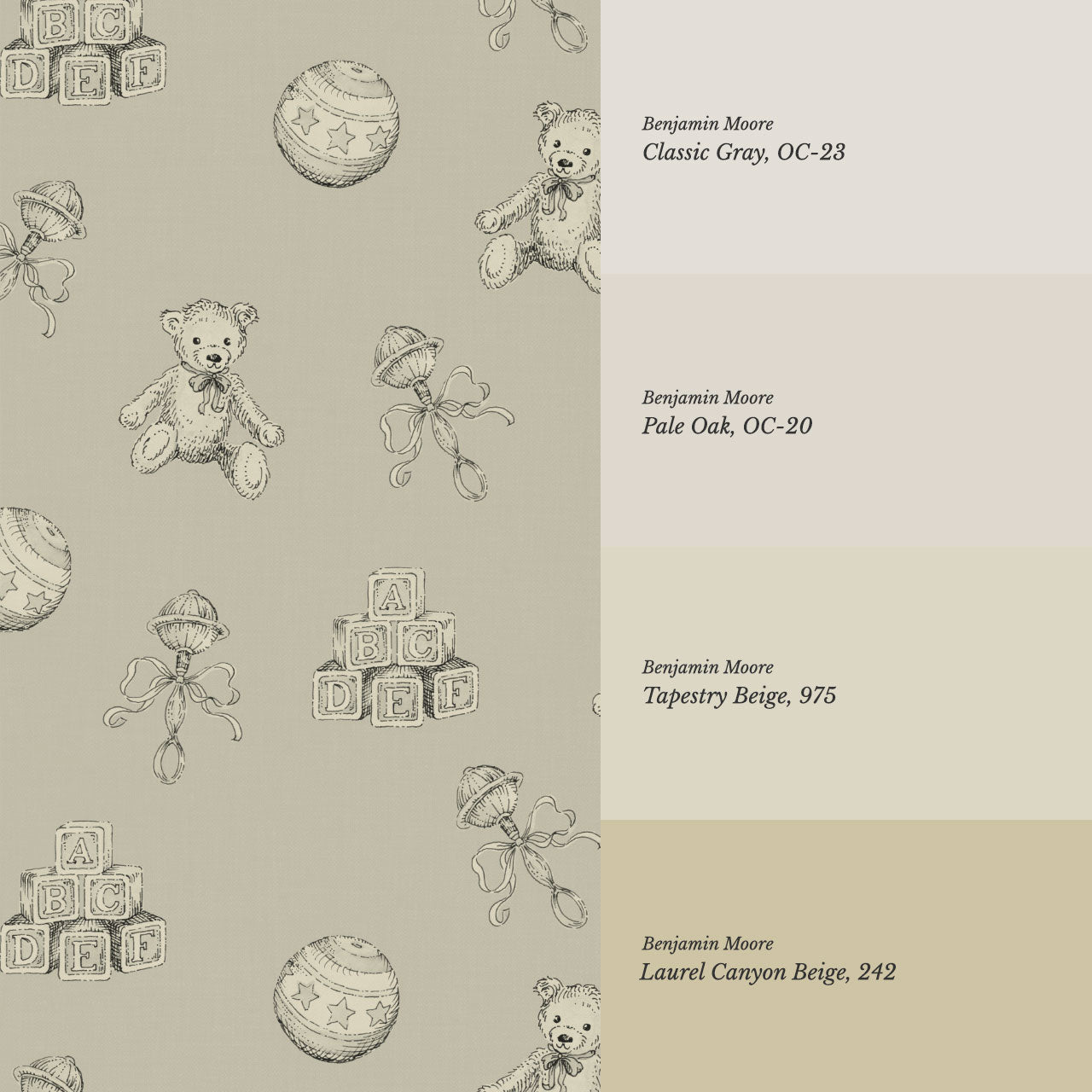 Willow Vintage Toys Antique Olive Wallpaper