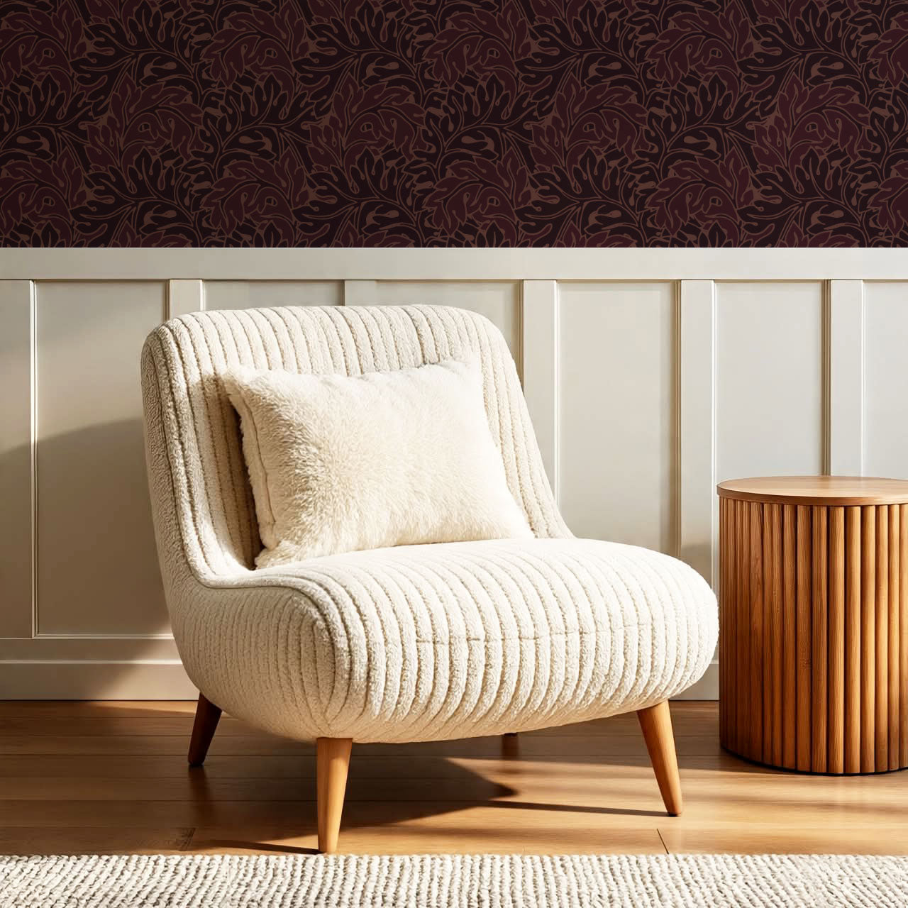 Morgan Acanthus Burgundy Wallpaper