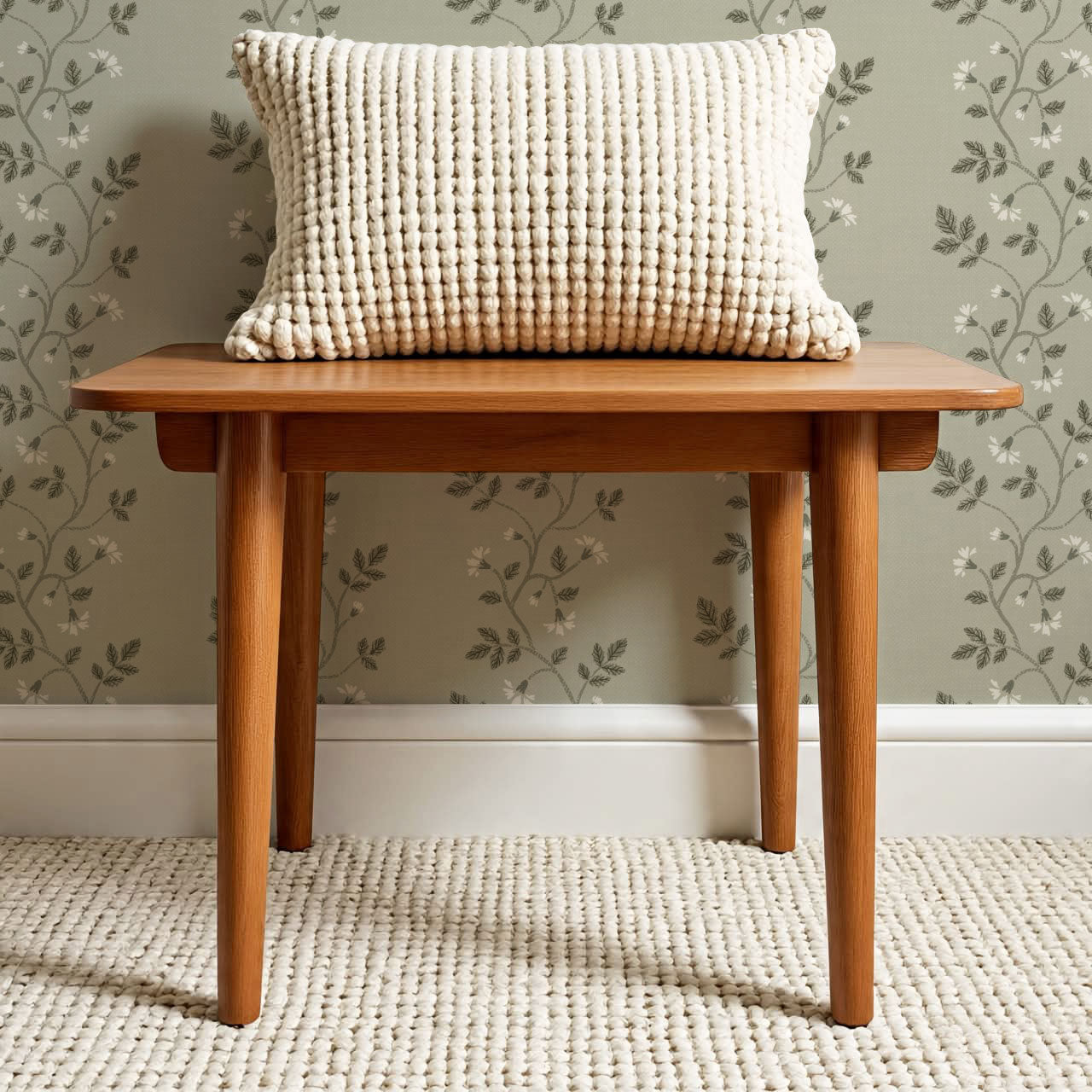 Wrenley Farmhouse Trailing Floral Stripes Sage Wallpaper