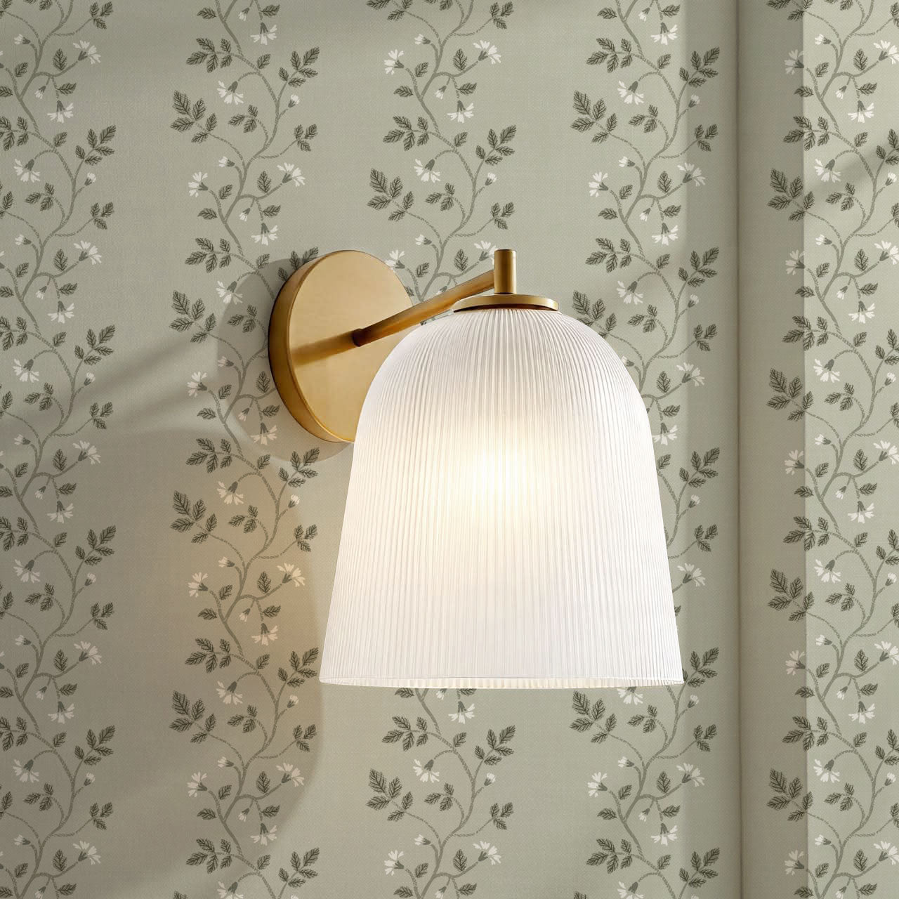 Wrenley Farmhouse Trailing Floral Stripes Sage Wallpaper