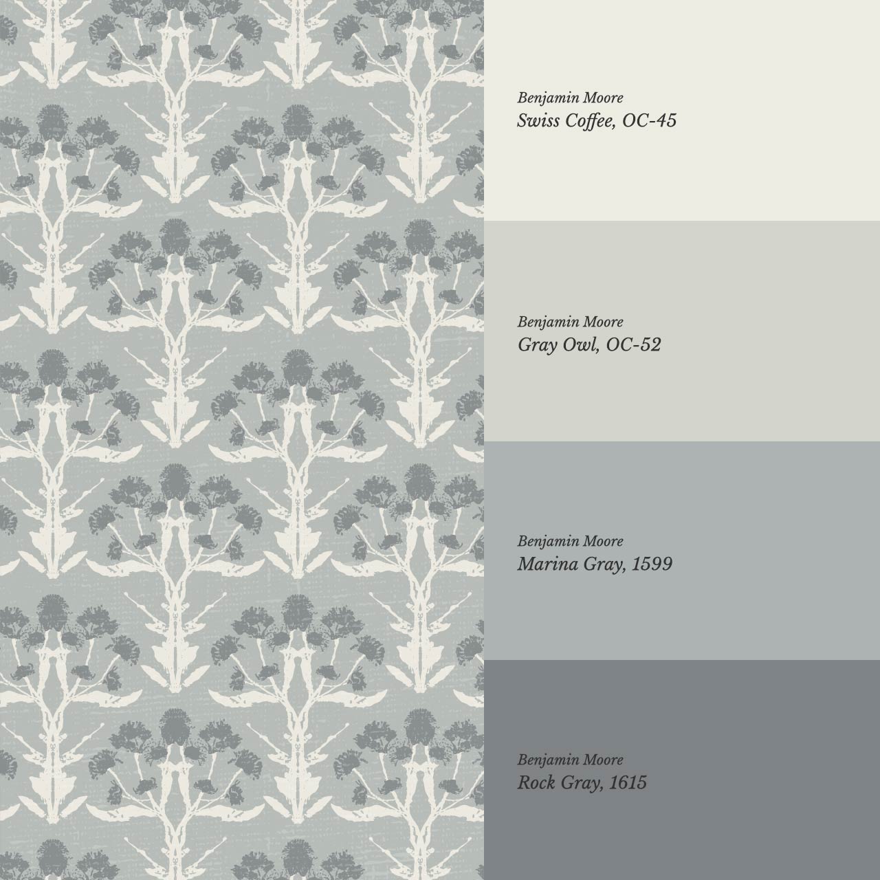 Wynter Blooms Dove Gray Wallpaper