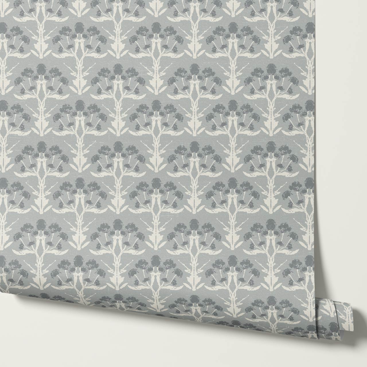 Wynter Blooms Dove Gray Wallpaper