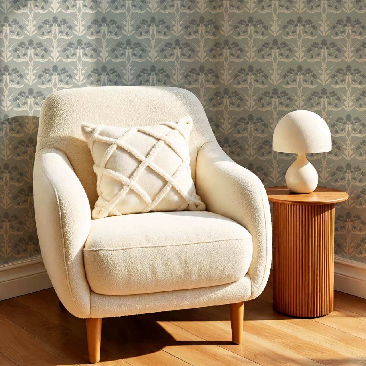 Wynter Blooms Dove Gray Wallpaper