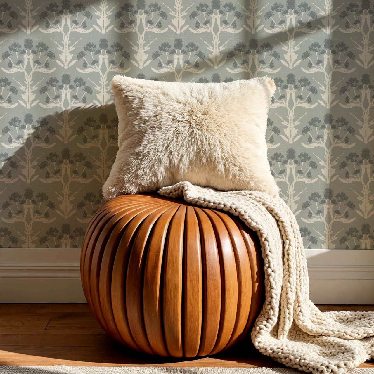 Wynter Blooms Dove Gray Wallpaper