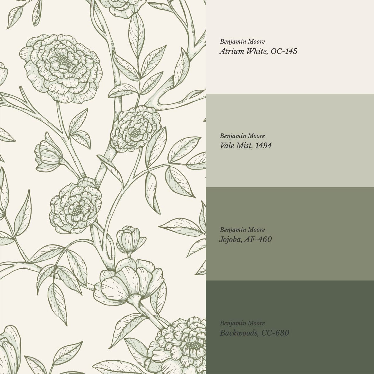 Ysabel Trailing Vines Cream Forest Green Wallpaper