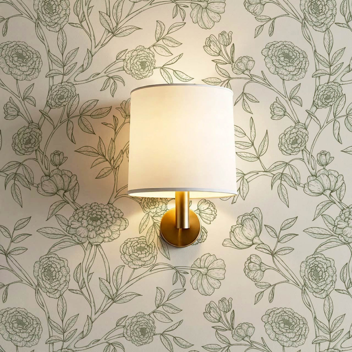Ysabel Trailing Vines Cream Forest Green Wallpaper