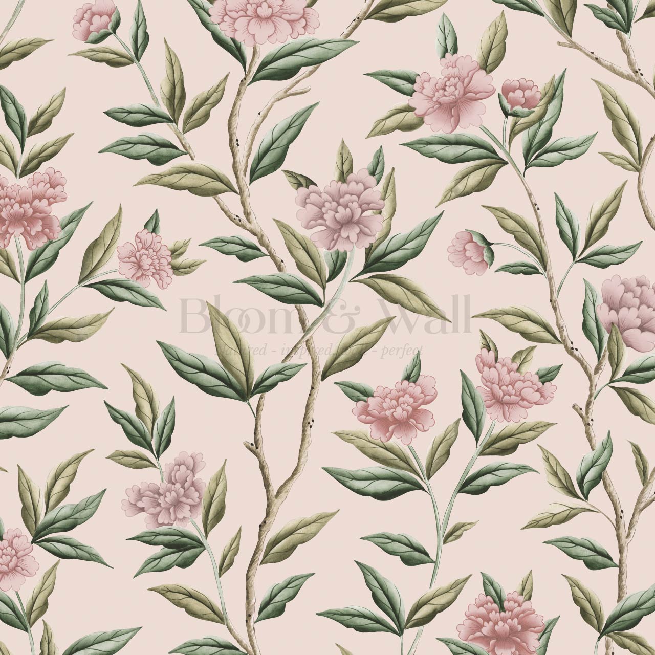 Yvette Peony Whisper Chinoiserie Berry Mauve Wallpaper