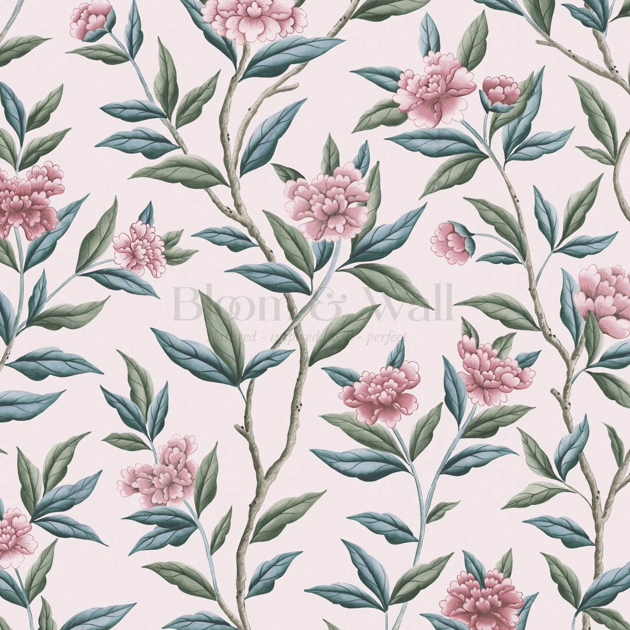 Yvette Peony Whisper Chinoiserie Blush Pink Wallpaper