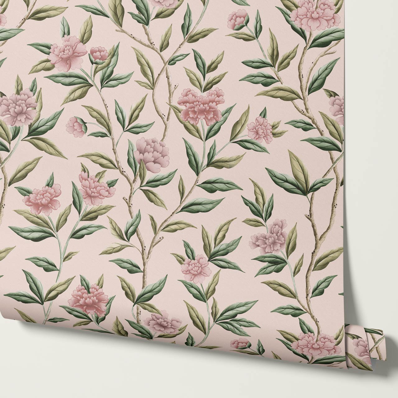 Yvette Peony Whisper Chinoiserie Berry Mauve Wallpaper