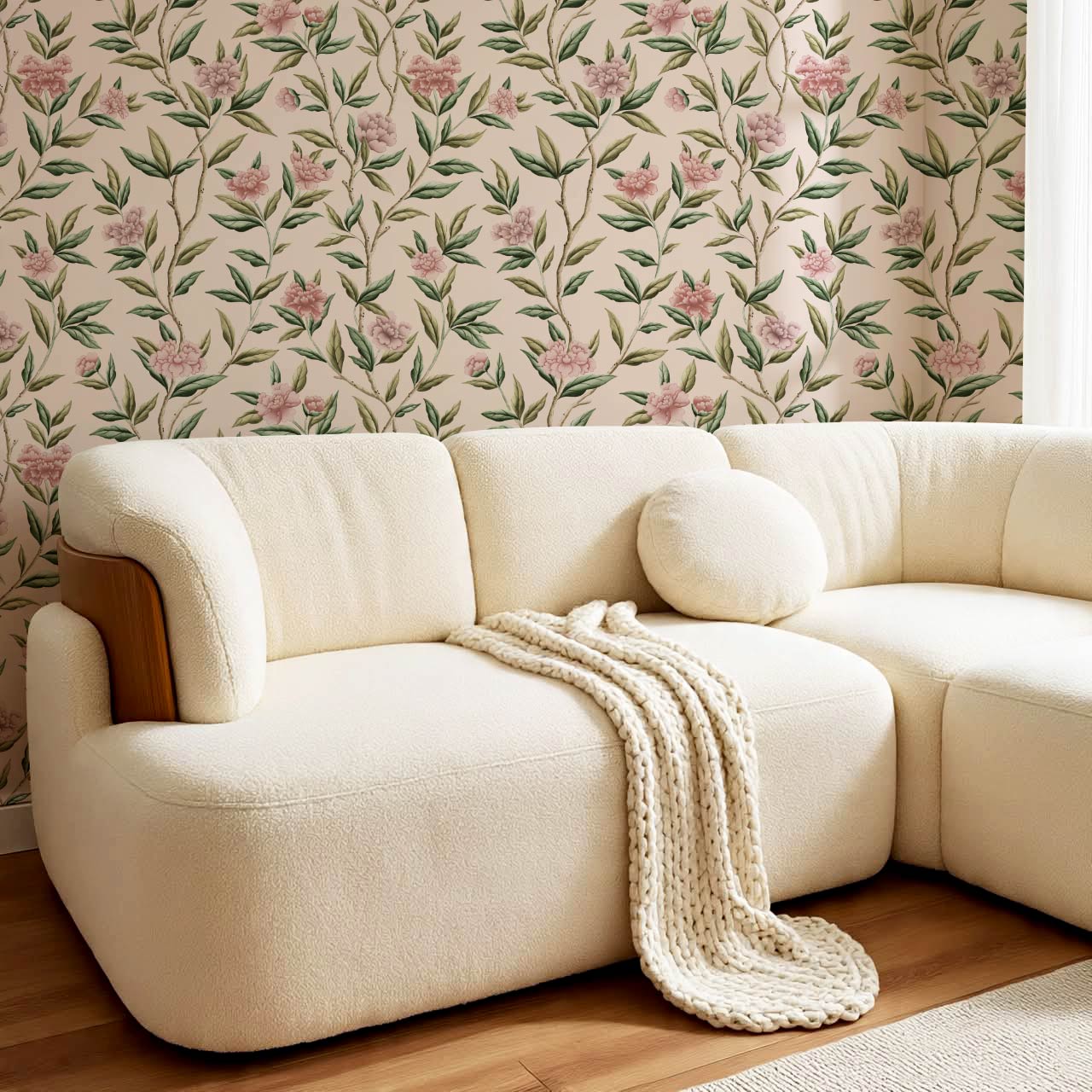 Yvette Peony Whisper Chinoiserie Berry Mauve Wallpaper