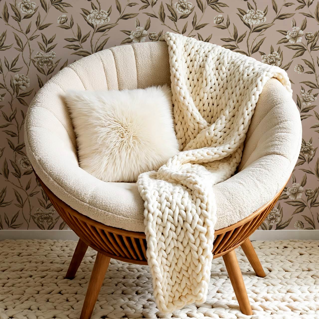 Yvette Peony Whisper Chinoiserie Clay Earth Wallpaper