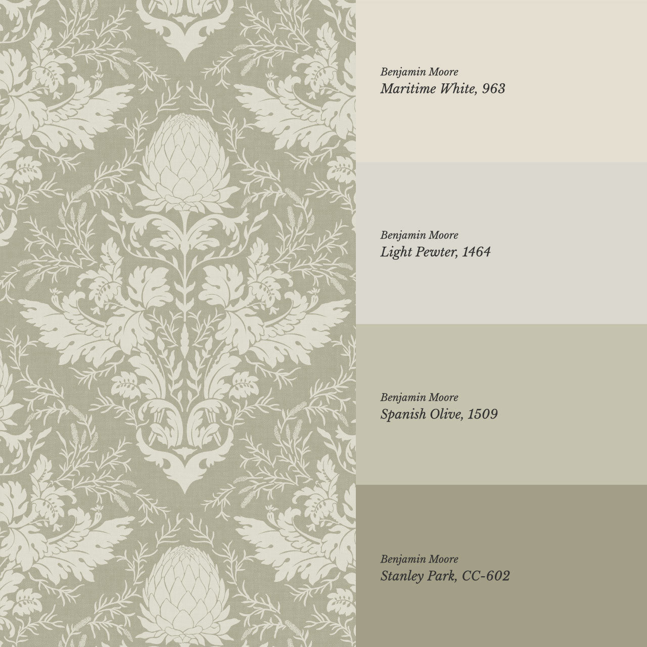 Zanda Artichoke Large Damask Sage Wallpaper