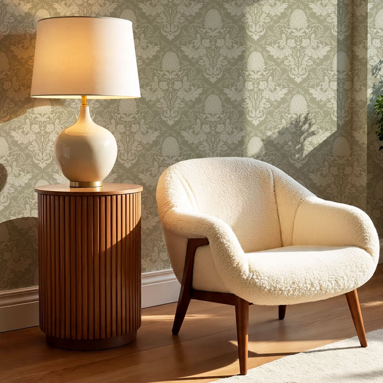 Zanda Artichoke Large Damask Sage Wallpaper