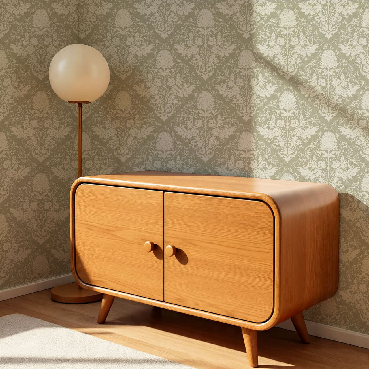 Zanda Artichoke Large Damask Sage Wallpaper