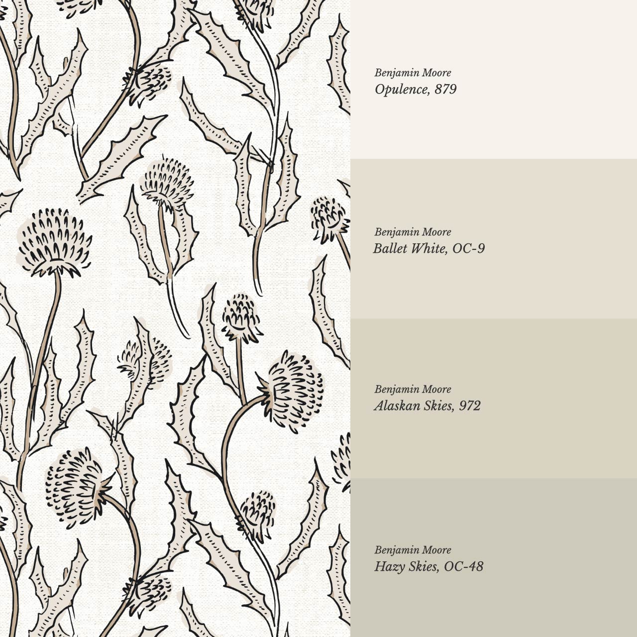 Zara Thistle Blooms Parchment Wallpaper