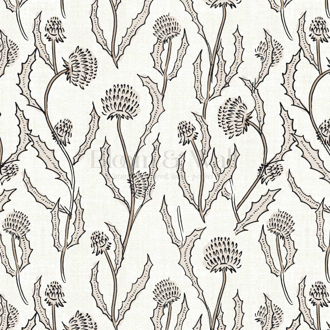 Zara Thistle Blooms Parchment Wallpaper