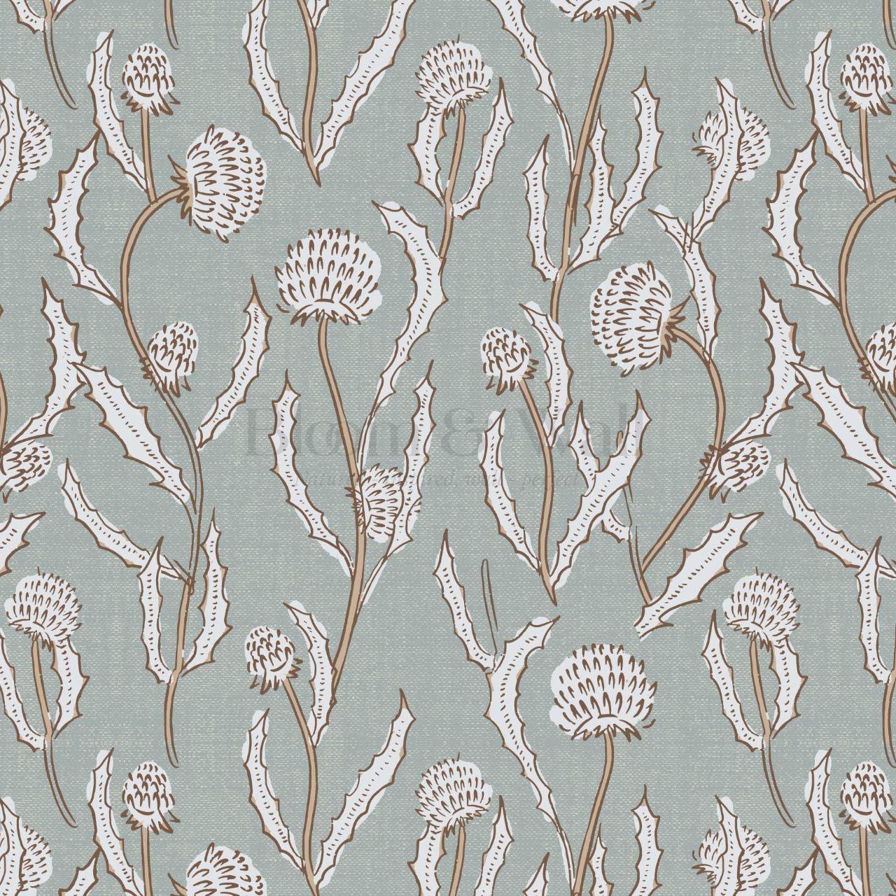 Zara Thistle Blooms Sea Glass Wallpaper
