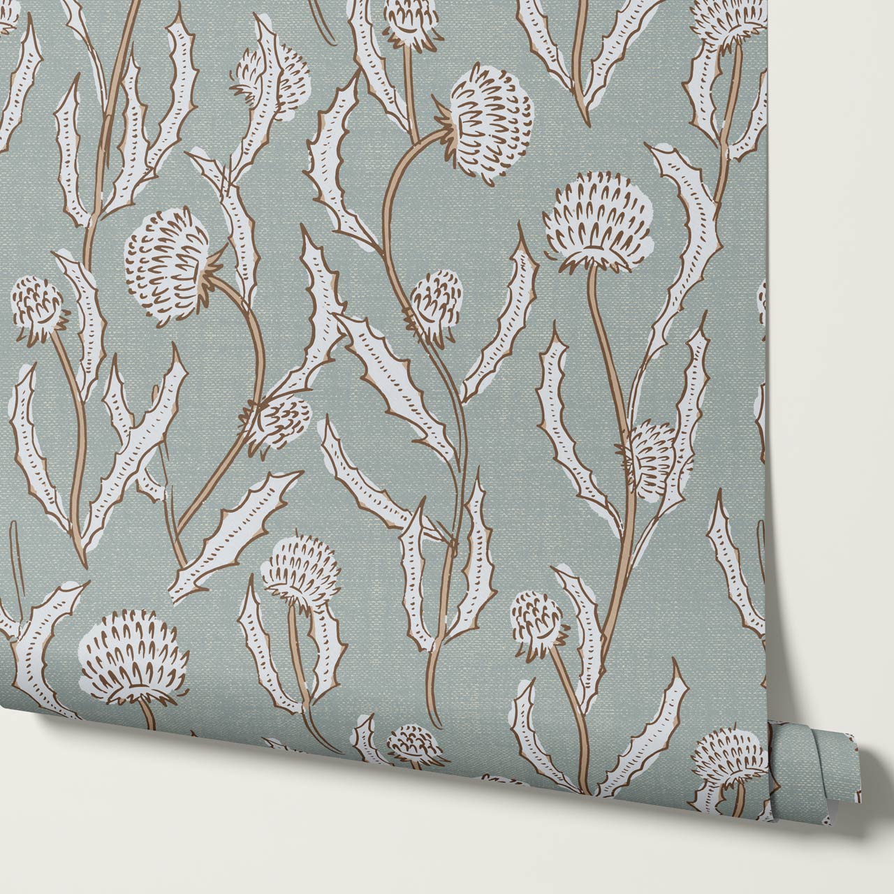 Zara Thistle Blooms Sea Glass Wallpaper