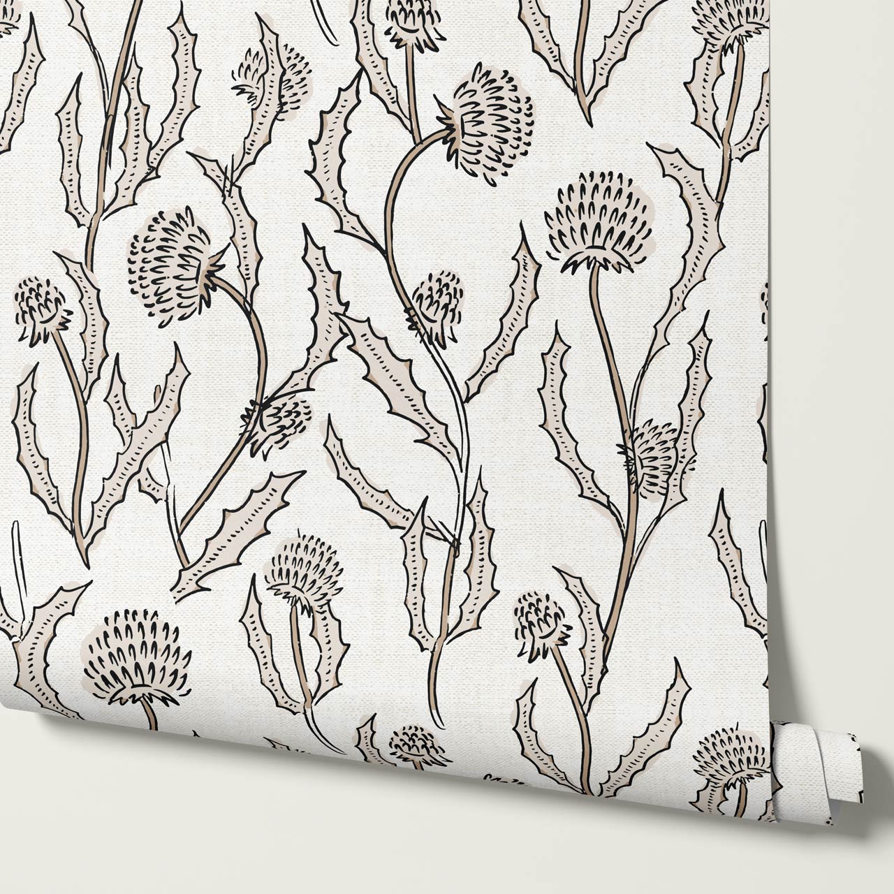 Zara Thistle Blooms Parchment Wallpaper