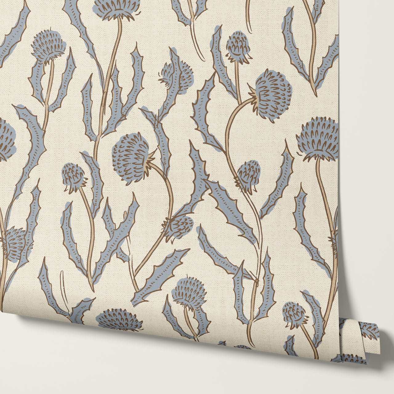 Zara Thistle Blooms Vintage Blue Wallpaper