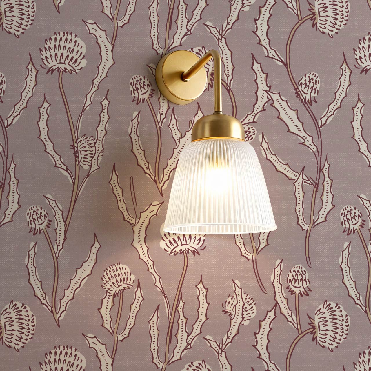 Zara Thistle Blooms Deep Mauve Wallpaper