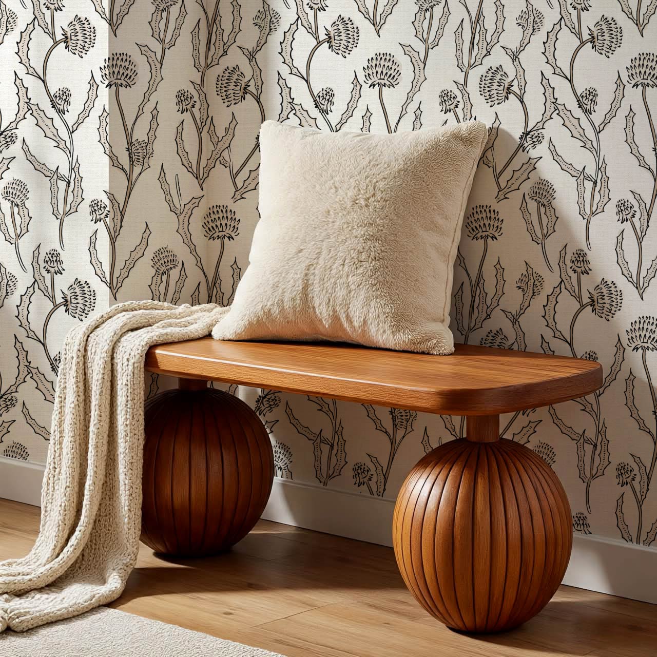 Zara Thistle Blooms Parchment Wallpaper